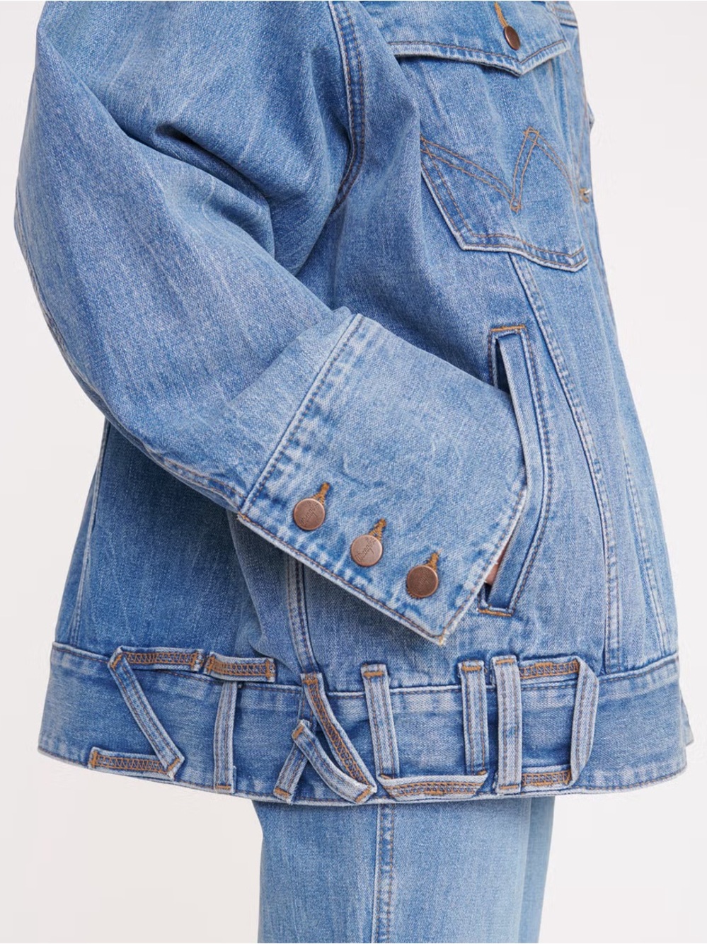 Staud Wrangler The Biggest Jean Denim Trucker Jacket New S M 90s Y2K Oversized - Picture 9 of 15